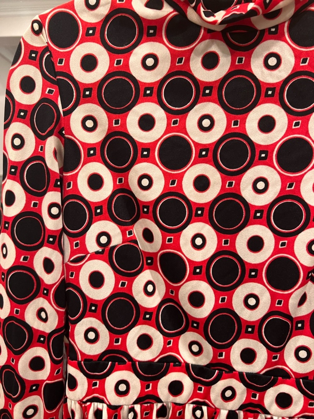 Saks Fifth Avenue Vintage High-Neck Long Sleeve Geo Circle Print Maxi Dress - Picture 3 of 5